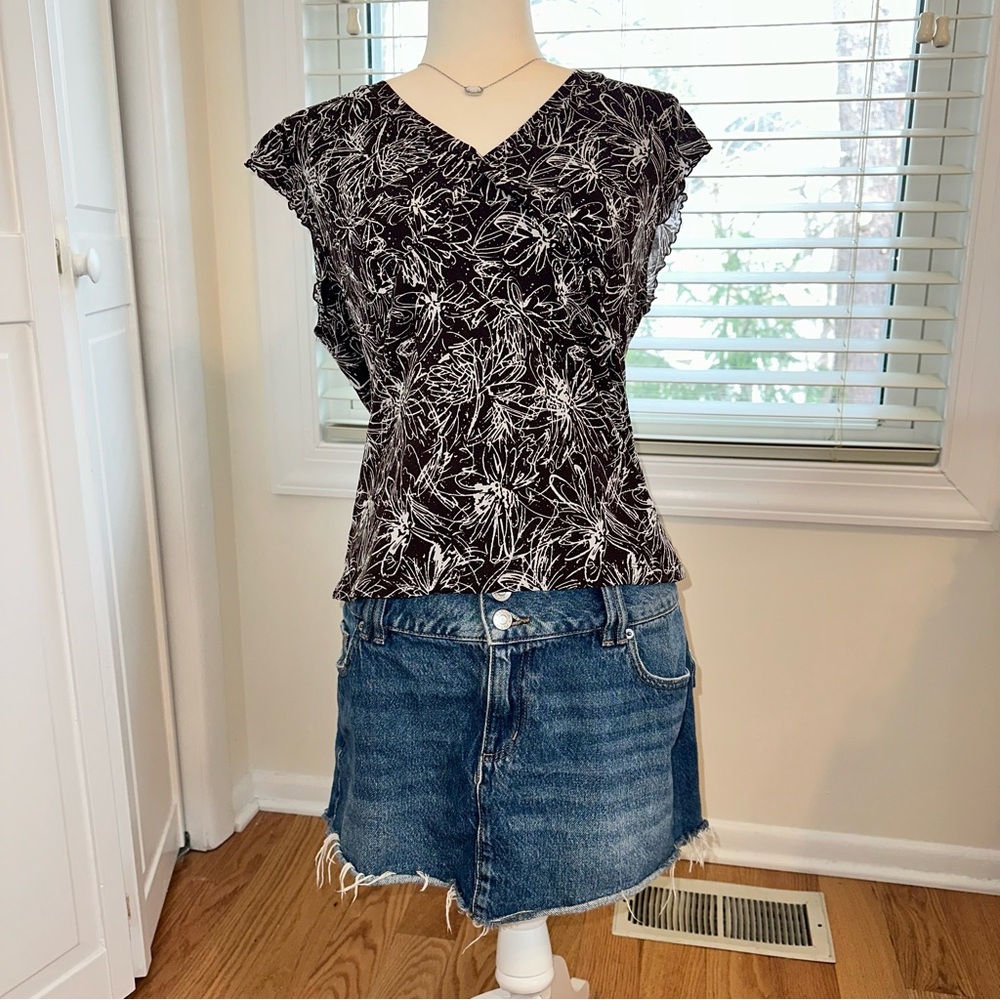 Brown & White Floral fairy Top
